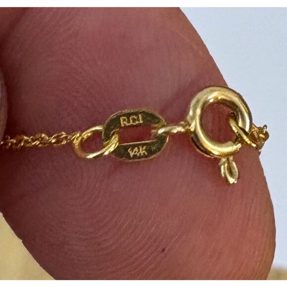 Floating Pearl Necklace 14k Gold Chain RCI 8 Pearls 2.36 Grams 17 Inches Long - Picture 4 of 16